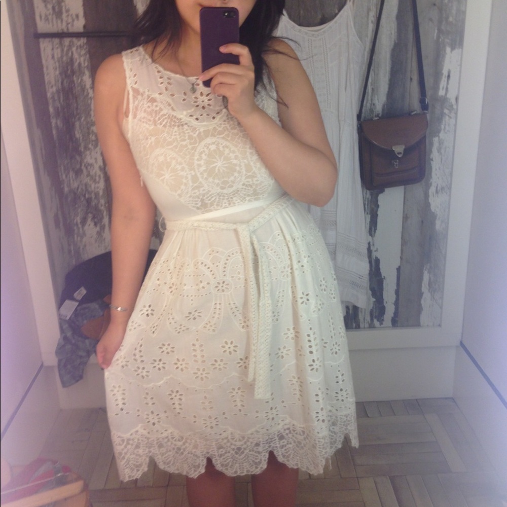 Anthropologie White Lace Dress